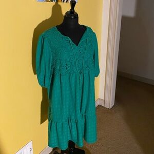 Green Crochet Yoke Women’s Dress